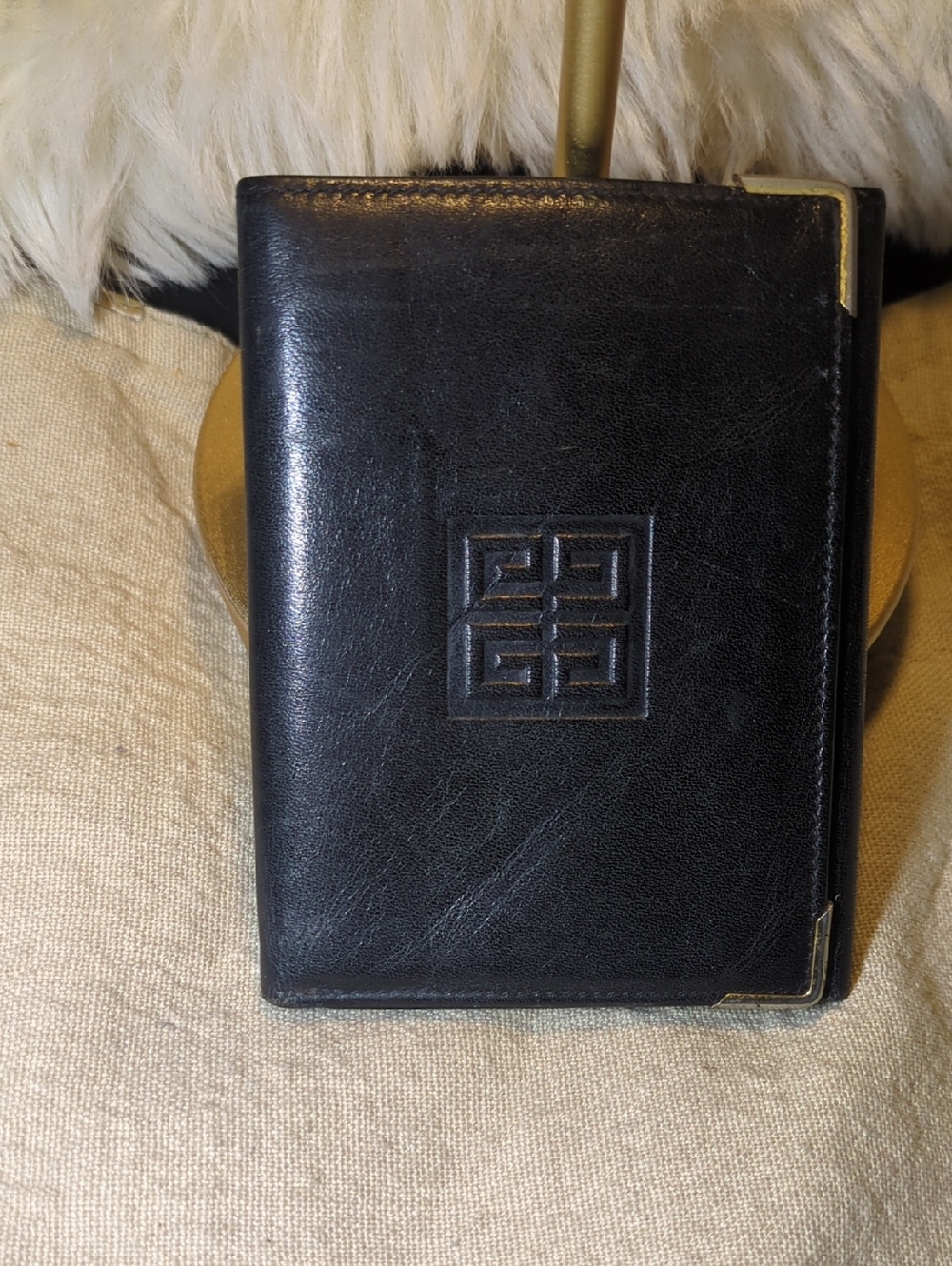 Givenchy Black Leather Men's Key & Card Holder with Gold-Tone Corners#34